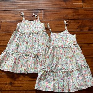 Twin set- Lot of two (2) twin 4t sleeveless floral dresses